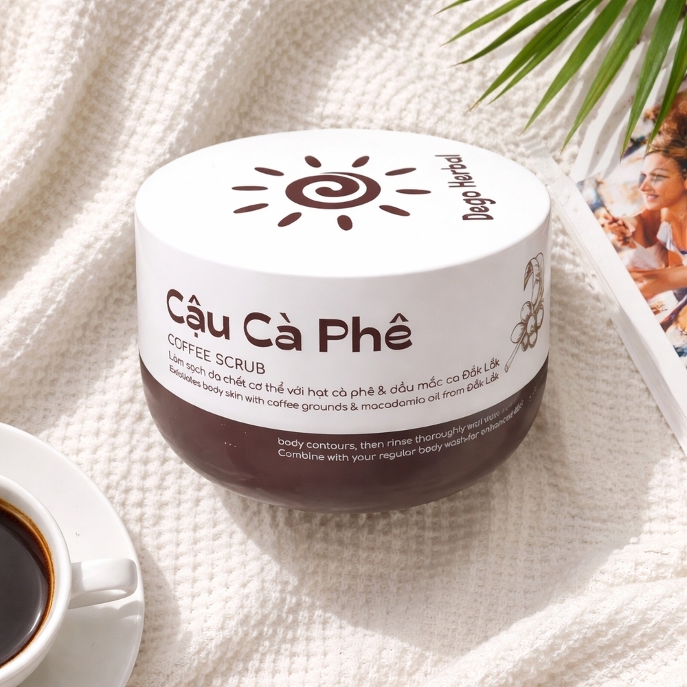Cầu Cà Phê Coffee Scrub By Dego Herbal - Rich Brown White Sealed NWT 8.8oz